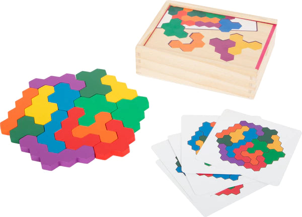small foot Lernspiel Holzpuzzle – 19-teiliges Hexagon Puzzle