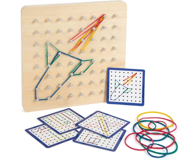 Geoboard aus Holz – Lernspielzeug mit 72 Teilen | 17,8 × 17,8 cm ab 3 Jahren