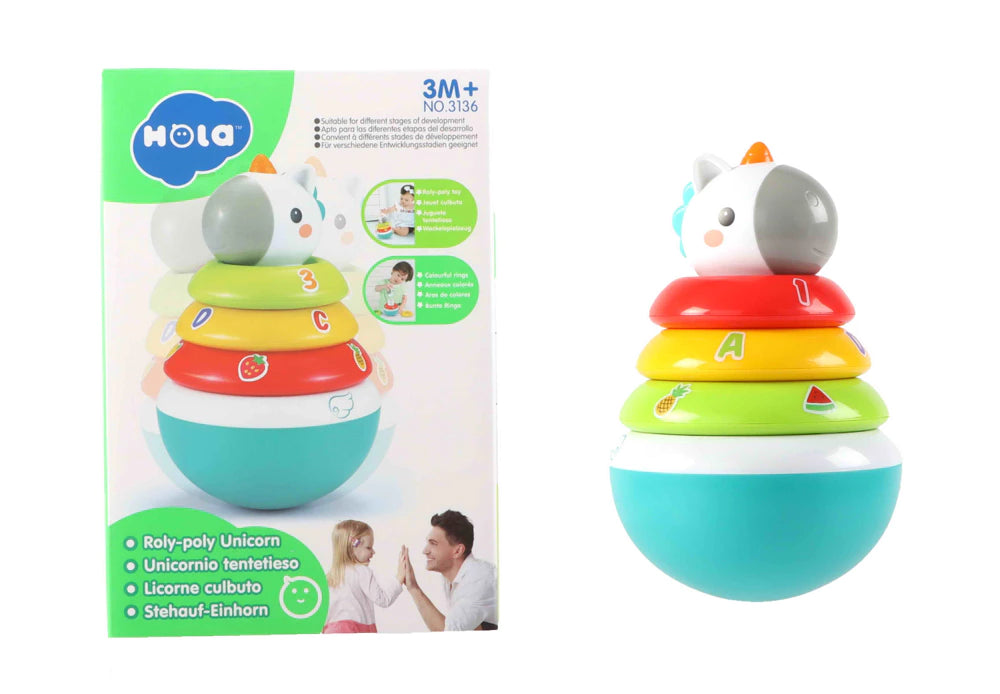 Lernspielzeug Einhorn – Stapelspiel mit Stehauf-Funktion | Motorikspielzeug ab 3 Monaten