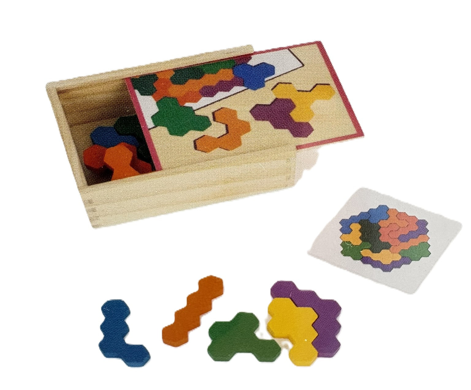 small foot Lernspiel Holzpuzzle – 19-teiliges Hexagon Puzzle