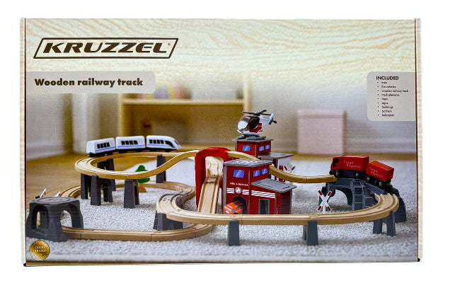 Kruzzel Holzeisenbahn-Zug 22754 – Holzspielzeug Eisenbahn für Kinder ab 3 Jahren