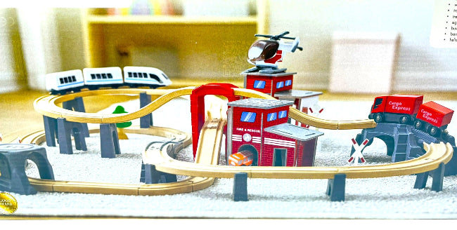 Kruzzel Holzeisenbahn-Zug 22754 – Holzspielzeug Eisenbahn für Kinder ab 3 Jahren