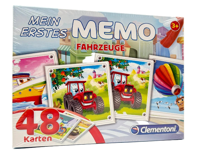Clementoni - Mein erstes Memo Fahrzeuge – Gedächtnisspiel für Kinder ab 3 Jahren Memory 48 Teile