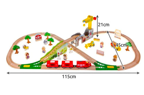 Kruzzel Holz Eisenbahn-Spielset mit Brücke, Tieren & Zubehör – Kreativer Spielspaß und Lernen ab 3 Jahren