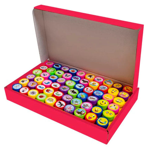 Kinder Stempel Set mit 60 Teilen Tiermotiven und Smileys Kreativstempel für Basteln Schule Kindergarten und Kindergeburtstag